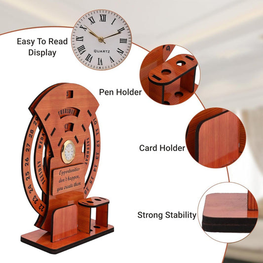🕰️ Lifetime Infinite Calendar 2025 with Desk Organizer & Clock – Perfect for Office & Home!