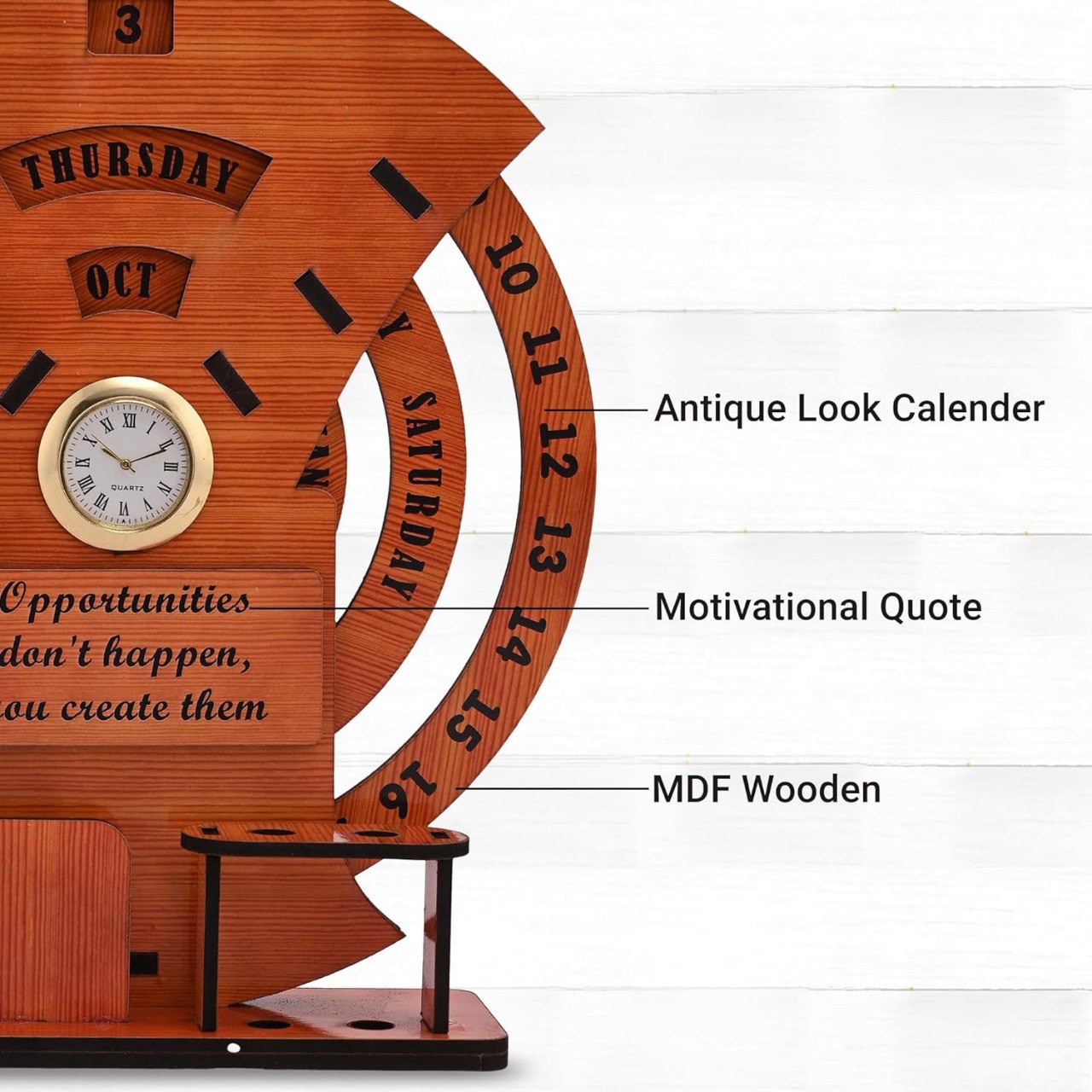 🕰️ Lifetime Infinite Calendar 2025 with Desk Organizer & Clock – Perfect for Office & Home!