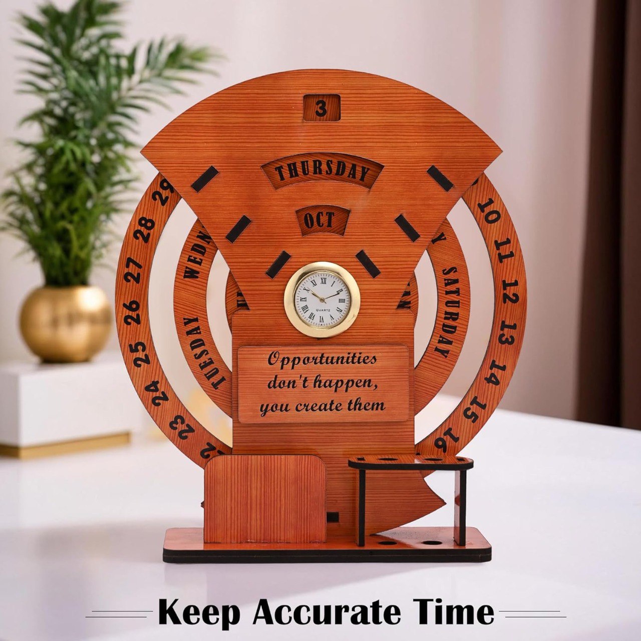 🕰️ Lifetime Infinite Calendar 2025 with Desk Organizer & Clock – Perfect for Office & Home!