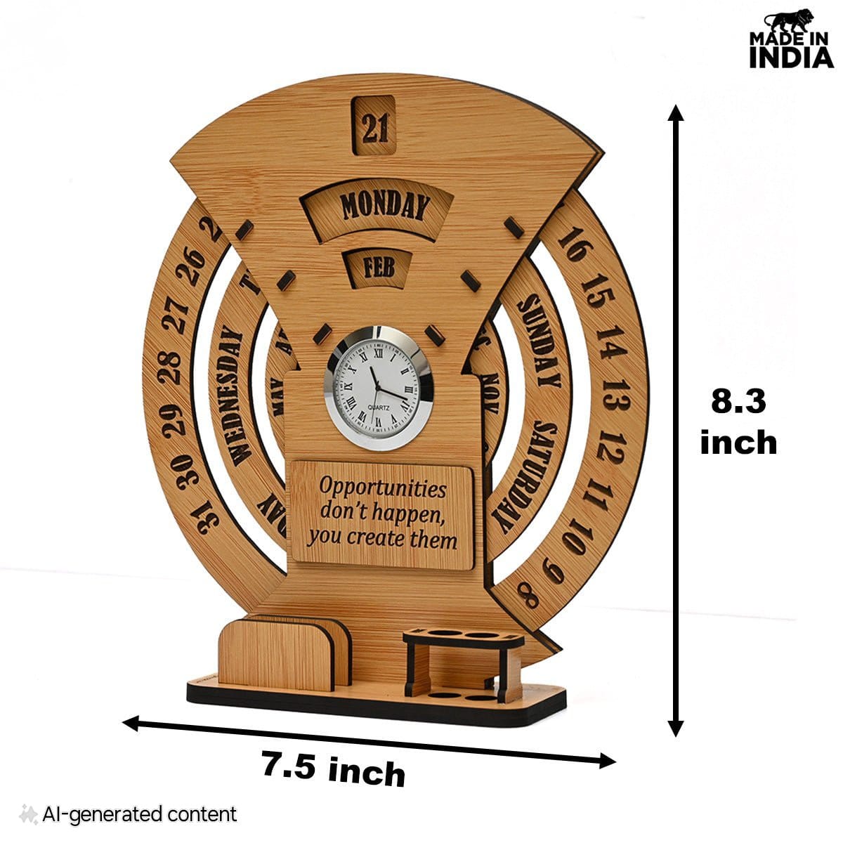 🕰️ Lifetime Infinite Calendar 2025 with Desk Organizer & Clock – Perfect for Office & Home!